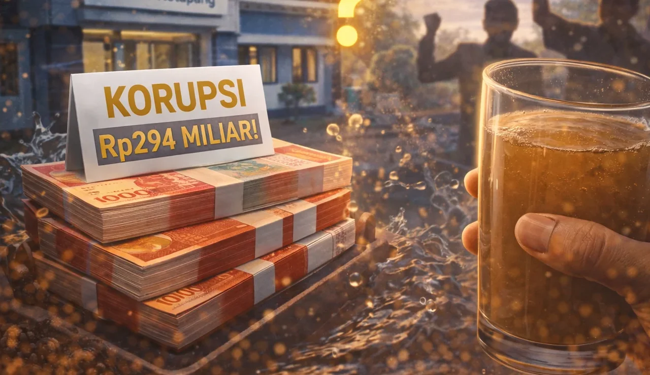 Ilustrasi keran air yang mengeluarkan air keruh di wilayah Ketapang