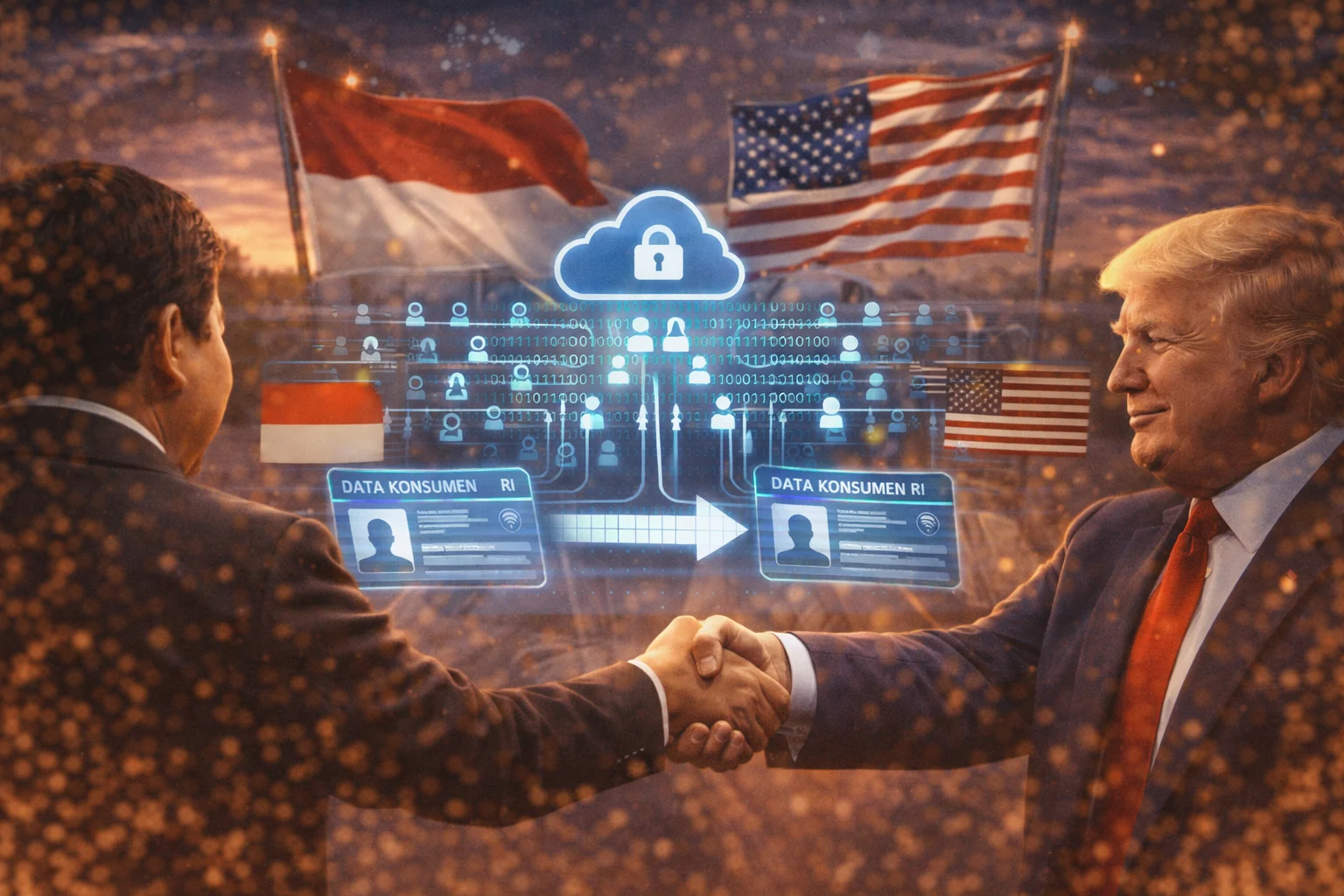 Prabowo Subianto dan Donald Trump saat bertemu dalam pertemuan bilateral terkait perjanjian dagang