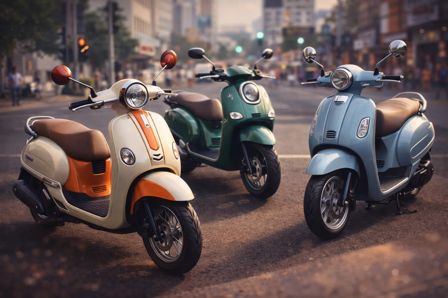 ilustrasi Honda Scoopy retro modern 2026, motor skutik retro harga di bawah Rp 25 juta untuk mahasiswa dan pekerja muda.