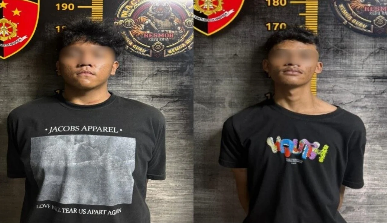 Dua remaja ditangkap polisi di Polres Kubu Raya setelah jambret ibu-ibu dan hasil rampasan dipakai beli narkoba ekstasi