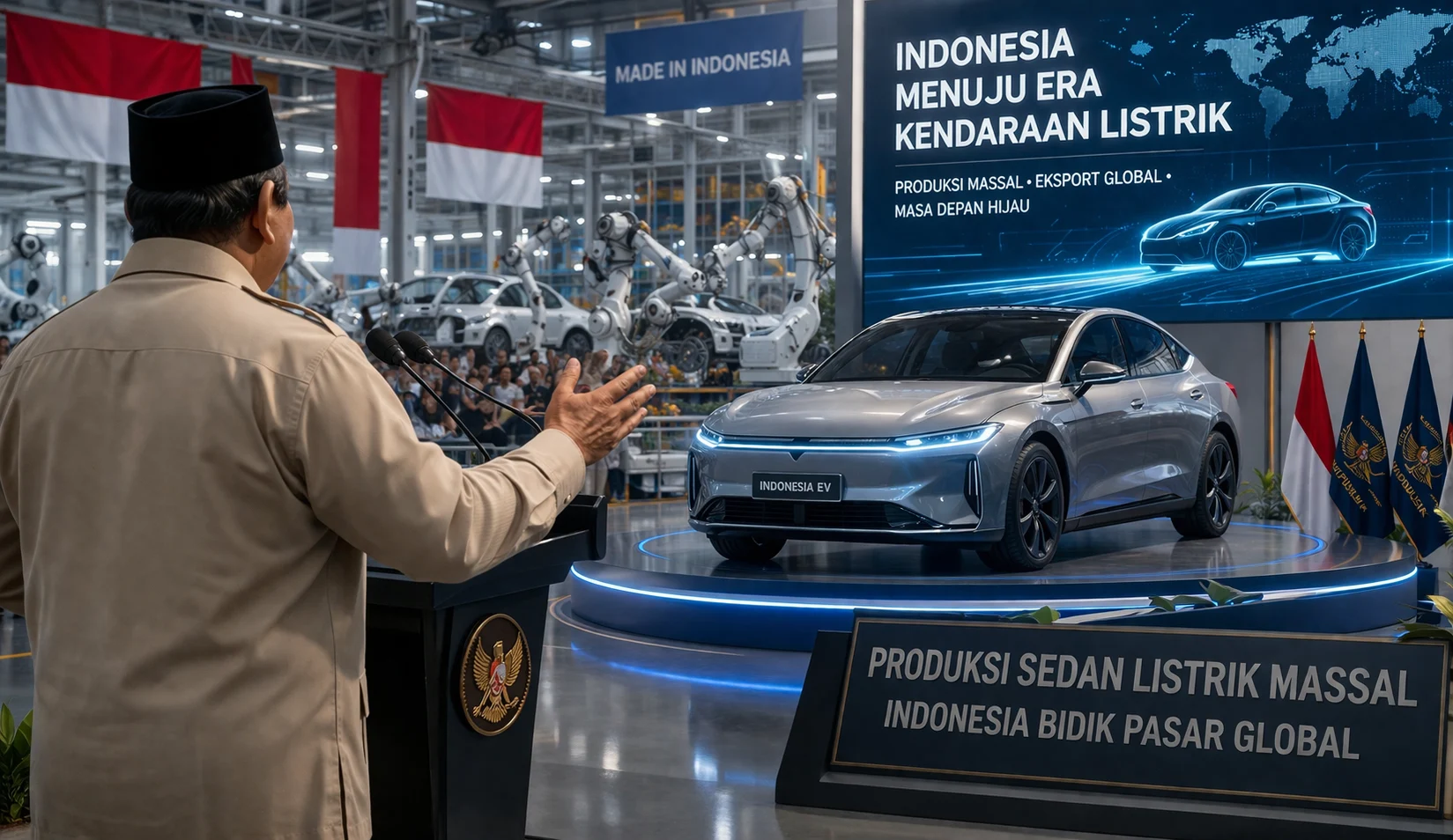 PraboRencana produksi sedan listrik massal di Indonesia untuk pasar globalwo