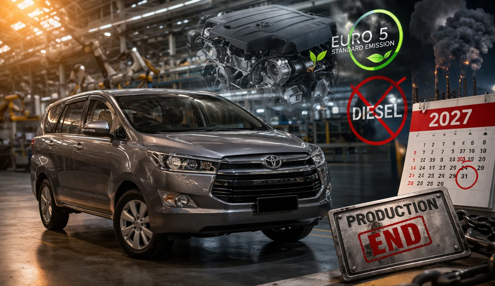 Ilustrasi peralihan mobil diesel ke hybrid