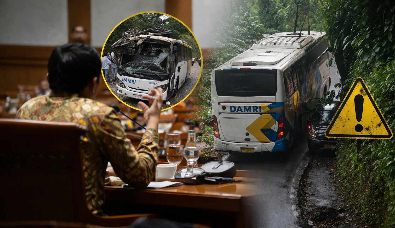 Bus Damri kecelakaan di turunan Penyeladi Sanggau