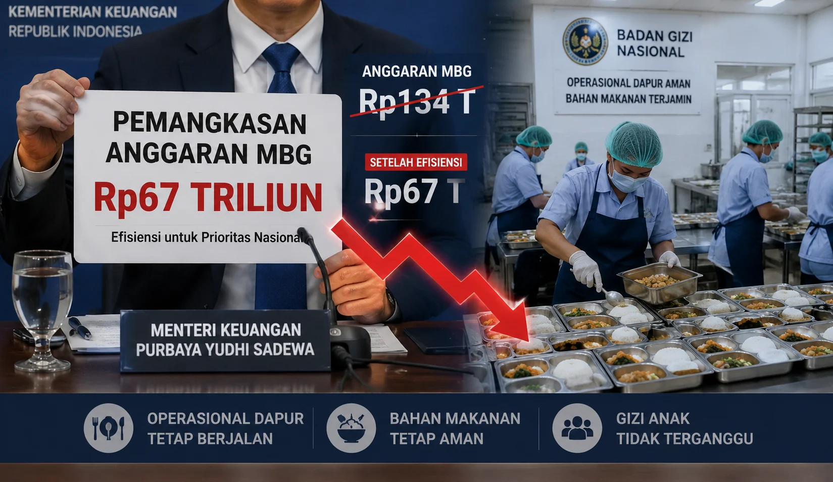 Ilustrasi dapur MBG dan distribusi makanan bergizi