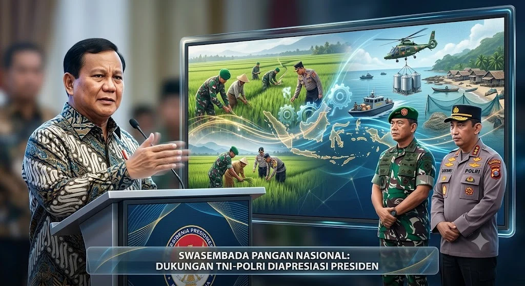 Prabowo memuji Panglima TNI dan Kapolri atas dukungan mereka terhadap program swasembada pangan Indonesia.