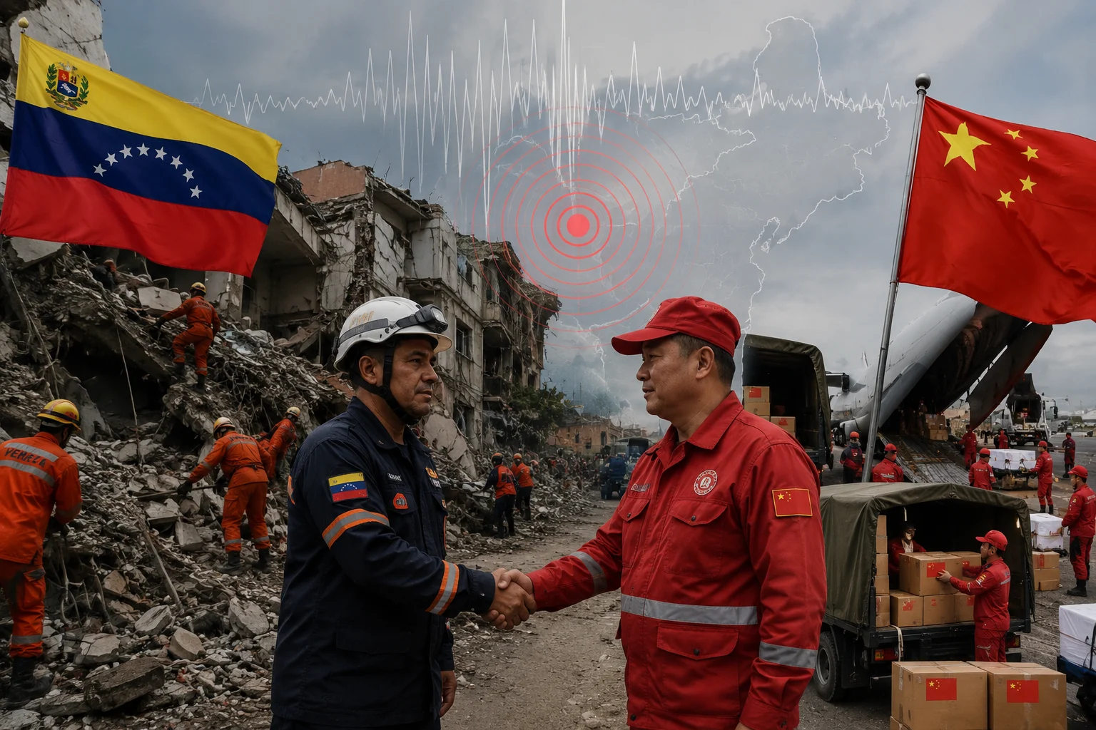 Tim penyelamat mengevakuasi korban gempa di Venezuela setelah China menyatakan siap memberikan bantuan kemanusiaan.