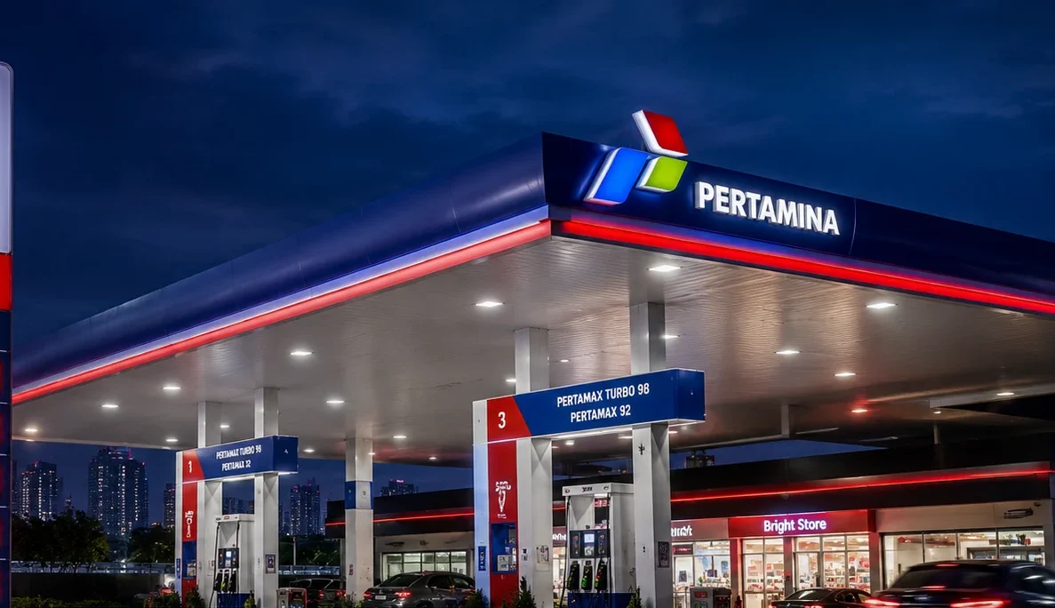 SPBU Pertamina sedang melakukan pengisian bahan bakar minyak nonsubsidi Pertamax Turbo yang mengalami penyesuaian harga baru.