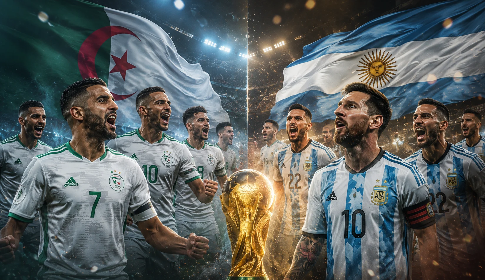Pemain Timnas Aljazair menyatakan optimisme menghadapi Argentina dan Lionel Messi.