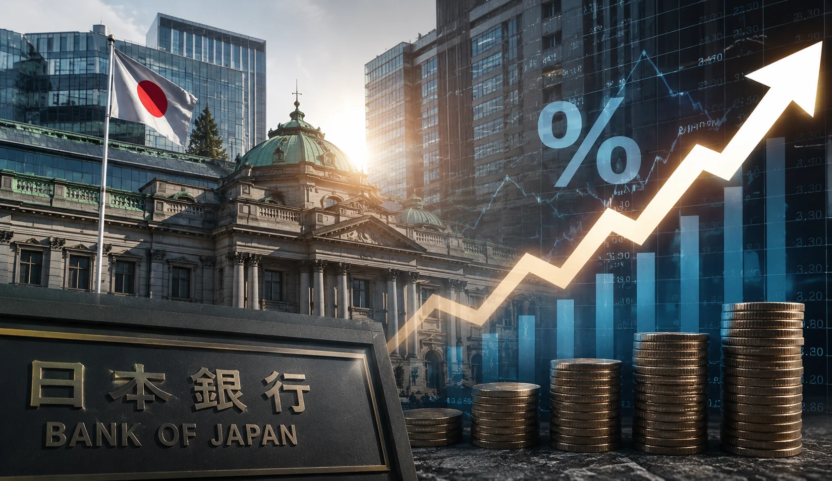 Gedung Bank of Japan di Tokyo saat mengumumkan kebijakan suku bunga terbaru.