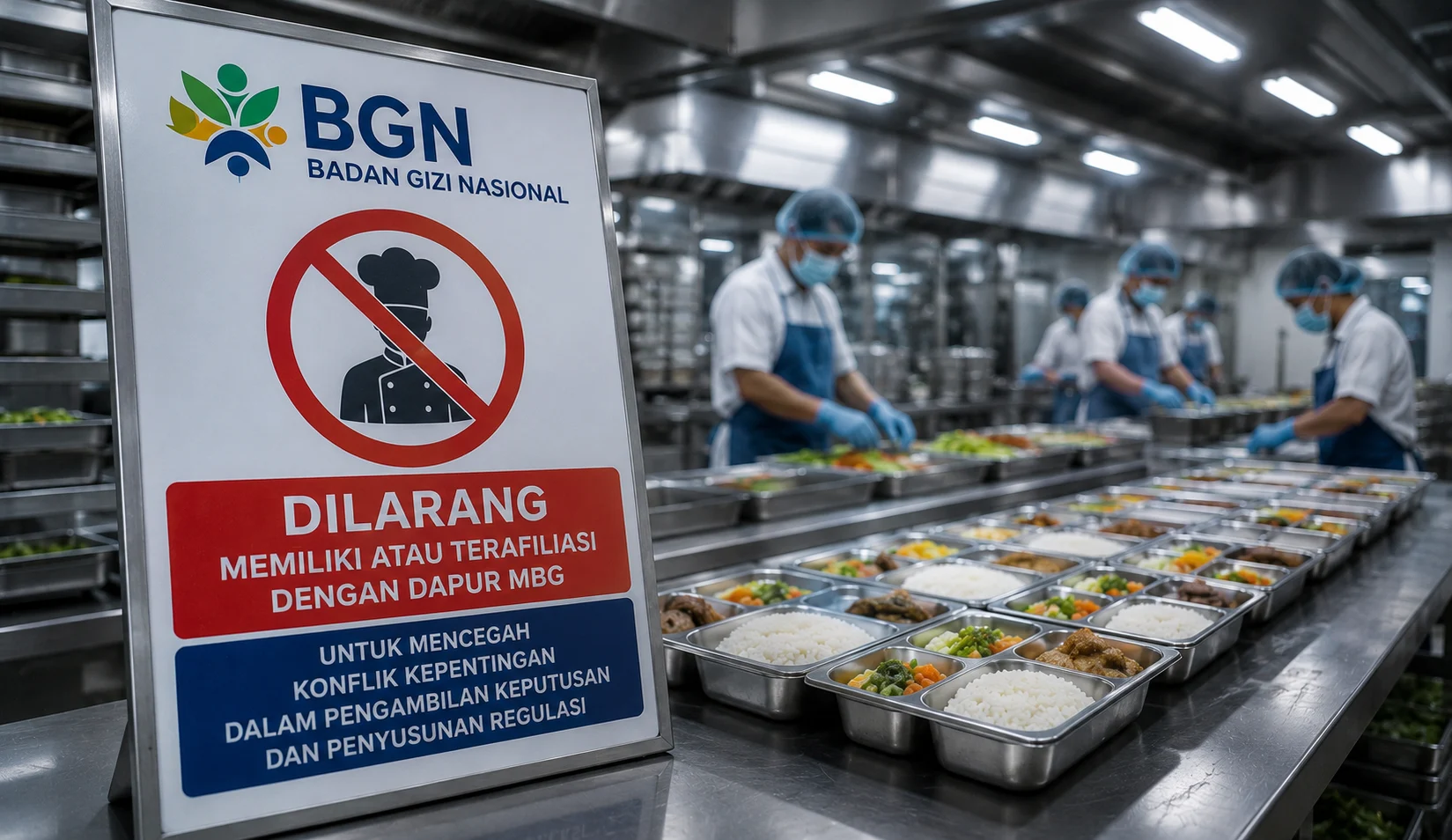 Wakil Kepala Badan Gizi Nasional Agustina Arumsari memberikan keterangan terkait pengelolaan dapur MBG.