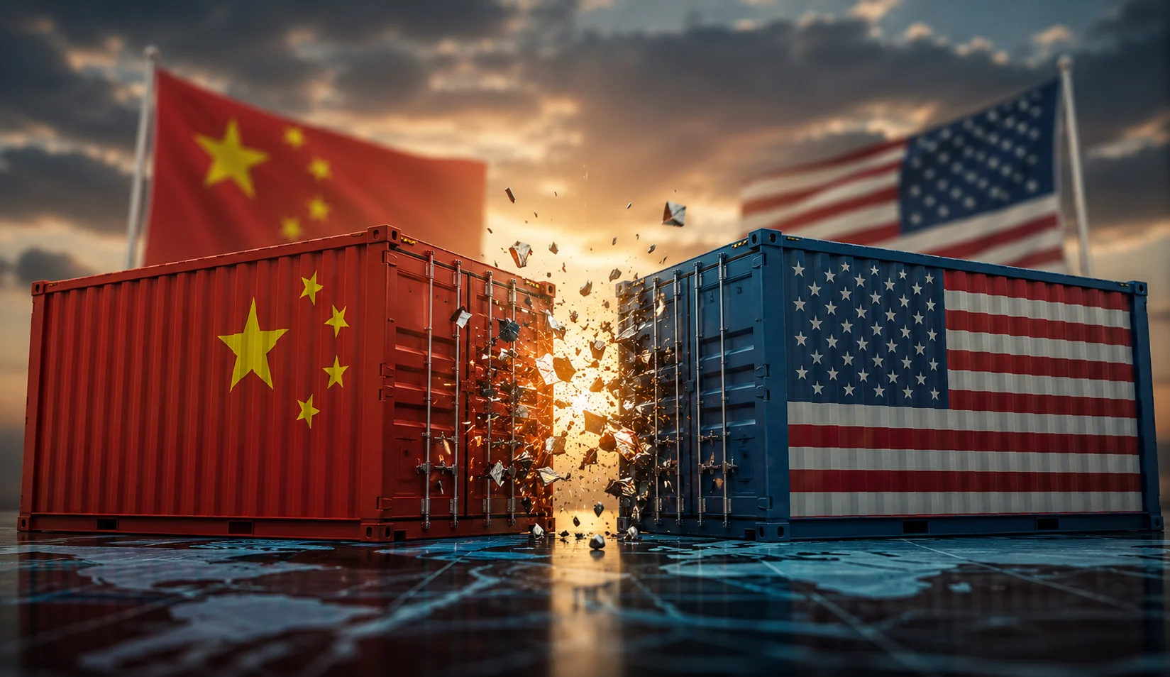 Ilustrasi Donald Trump dan Presiden China Xi Jinping dalam ketegangan perang dagang AS-China.