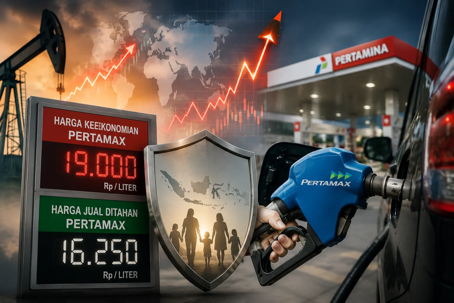 Harga keekonomian Pertamax disebut sekitar Rp 19.000 per liter, tetapi pemerintah menetapkan harga jual Rp 16.250 per liter.