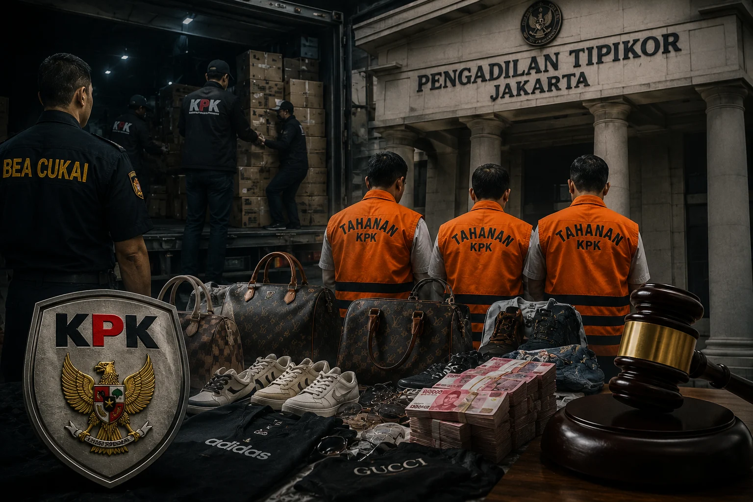 Tiga mantan pejabat Bea Cukai akan menjalani sidang perdana kasus suap impor barang tiruan pada 3 Juli 2026.