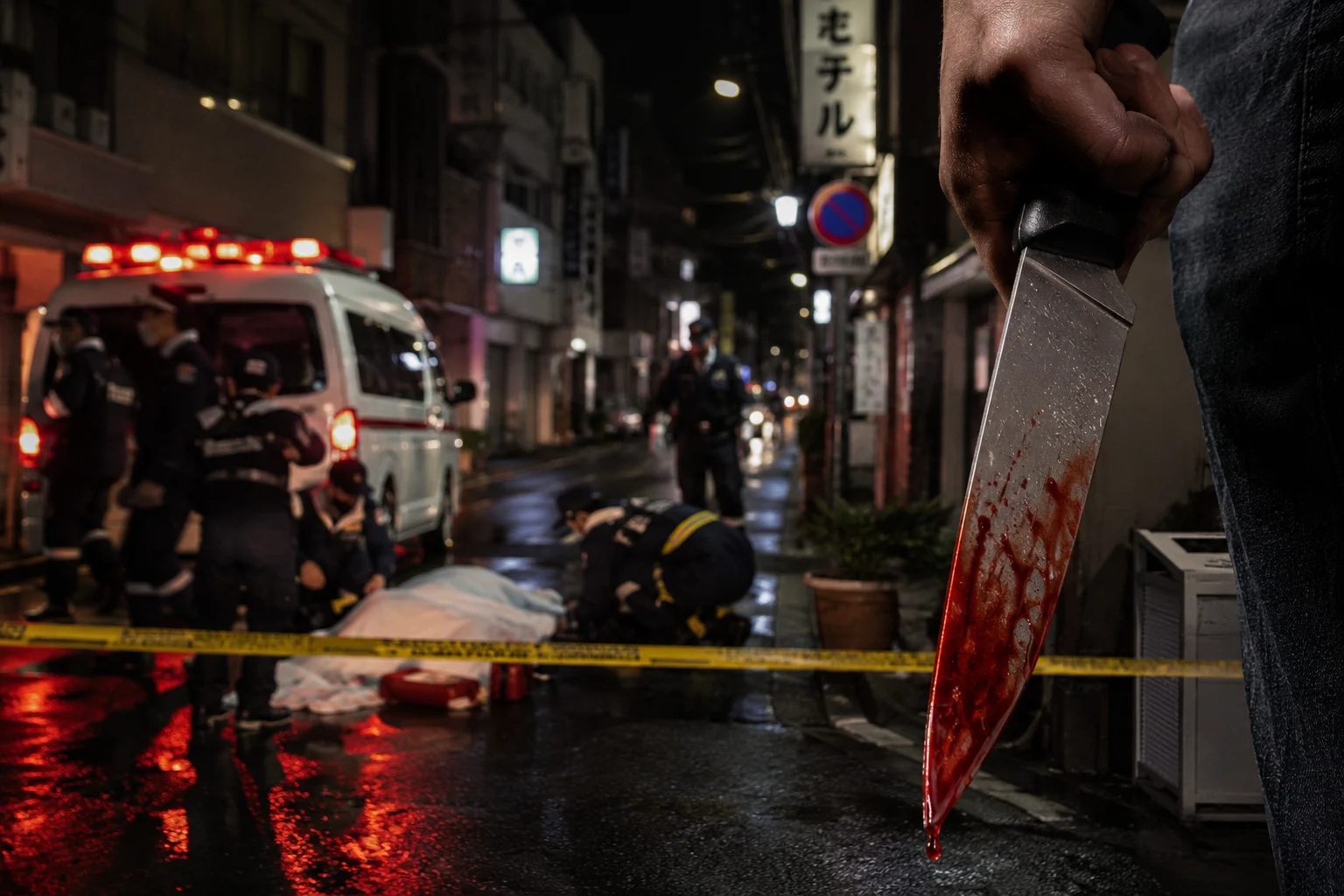 Ilustrasi garis polisi di Jepang terkait kasus penikaman yang melibatkan sesama warga negara Indonesia.