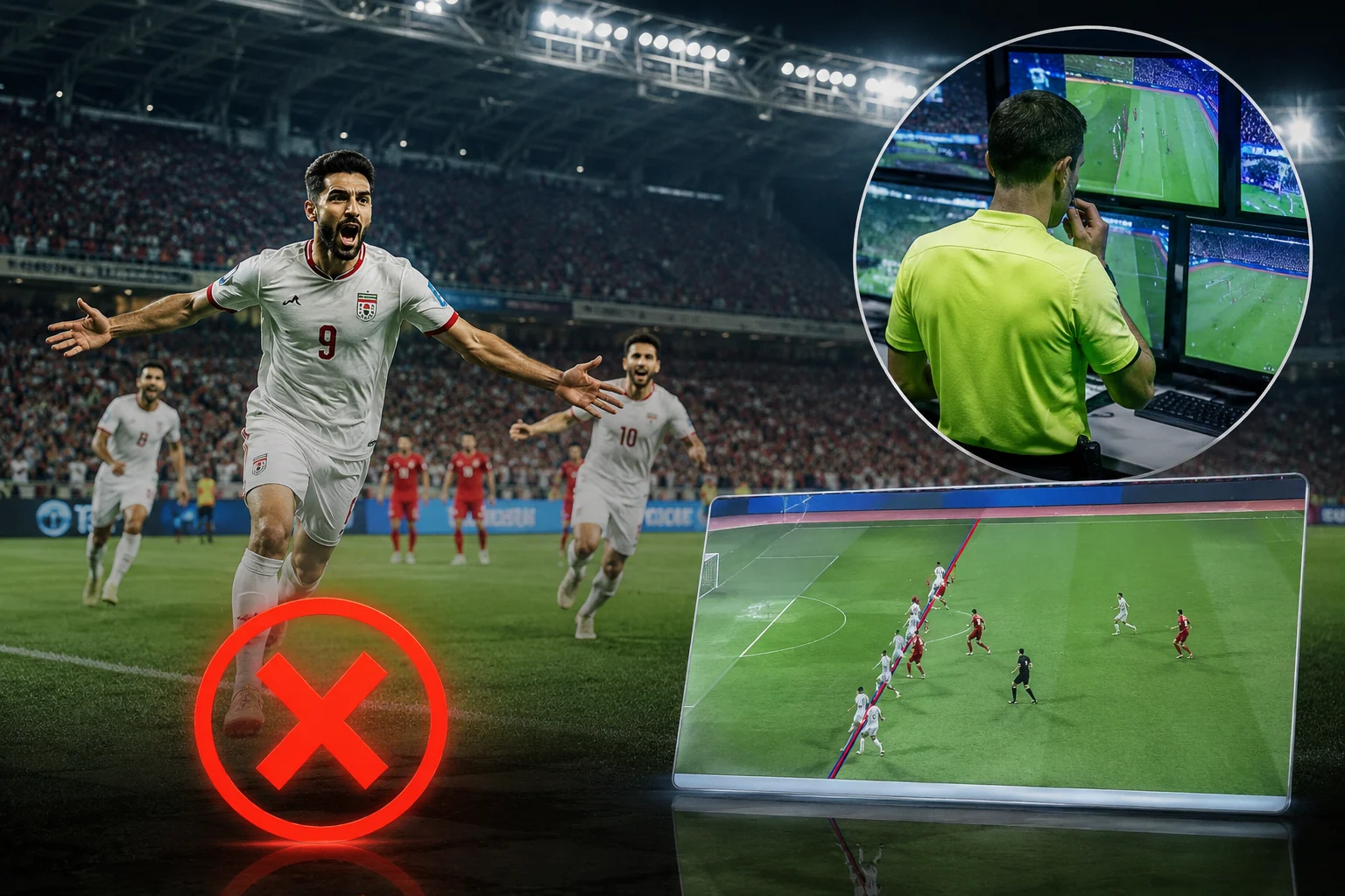 Pemeriksaan VAR memastikan gol Iran dianulir karena offside pada pertandingan Piala Dunia 2026.