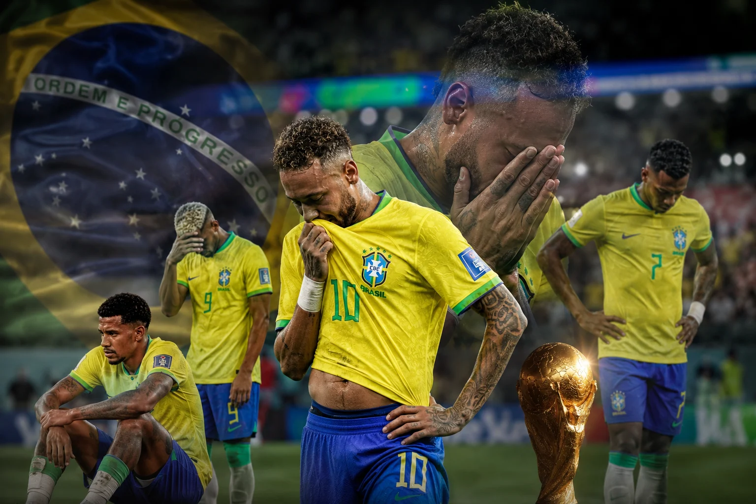 Para pemain Brasil tampak kecewa setelah tersingkir dari Piala Dunia 2026.